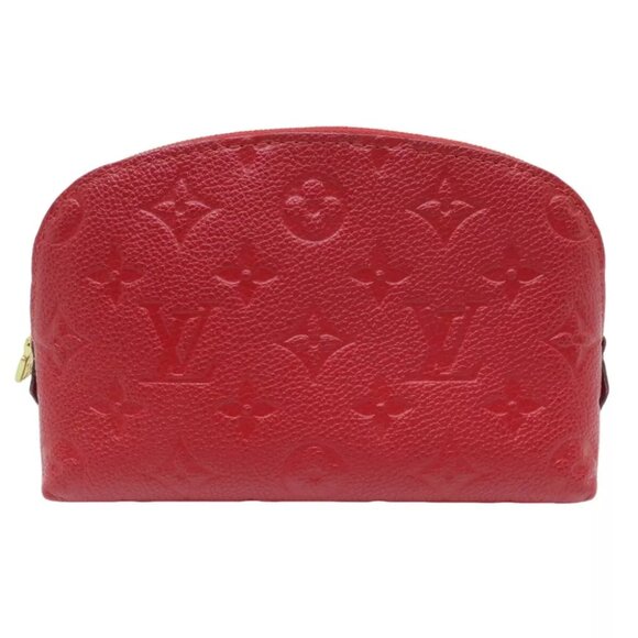 LOUIS VUITTON Pochette Cosmetic Pouch Red Leather - Picture 1 of 12